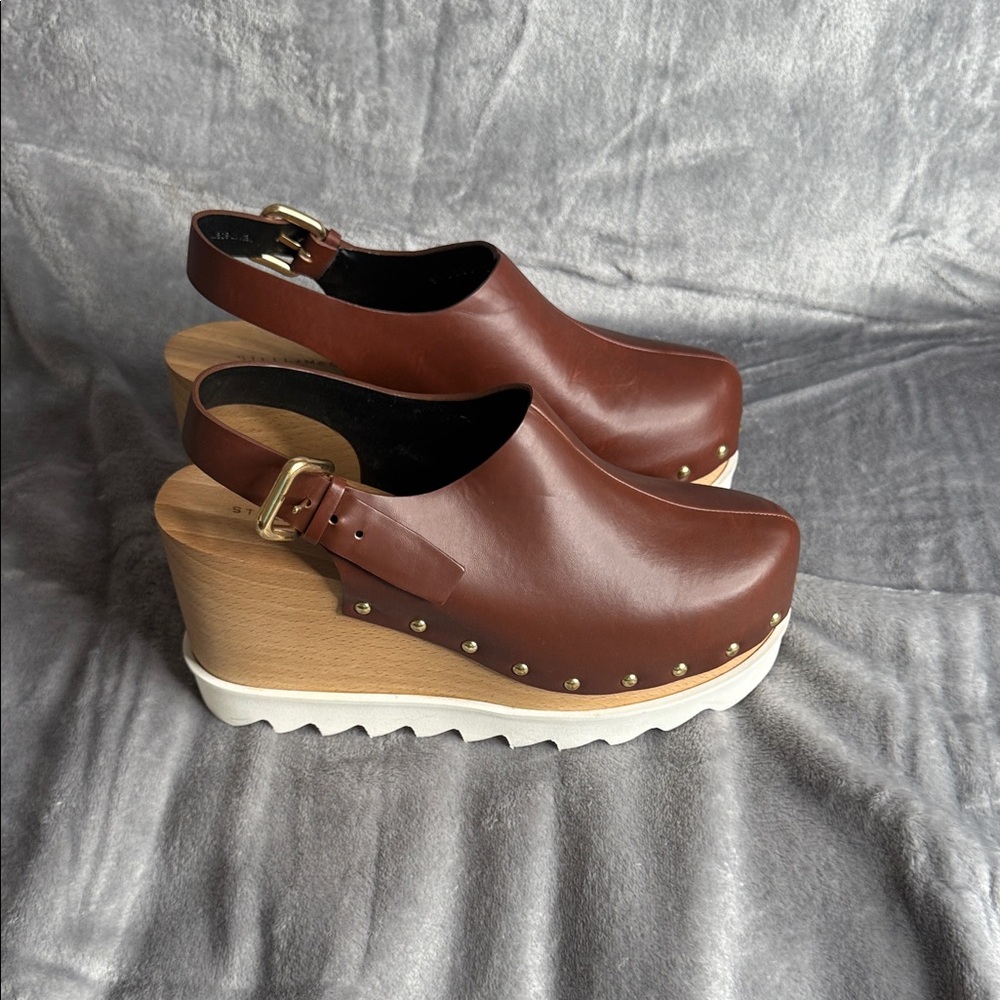 Stella McCartney Brown Leather Platform Shoes - Picture 4 of 7